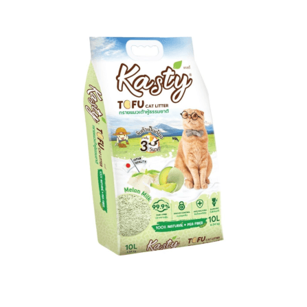 ทรายแมวเต้าหู้ kasty กลิ่นนมเมล่อน ขนาด 10 ลิตร_0